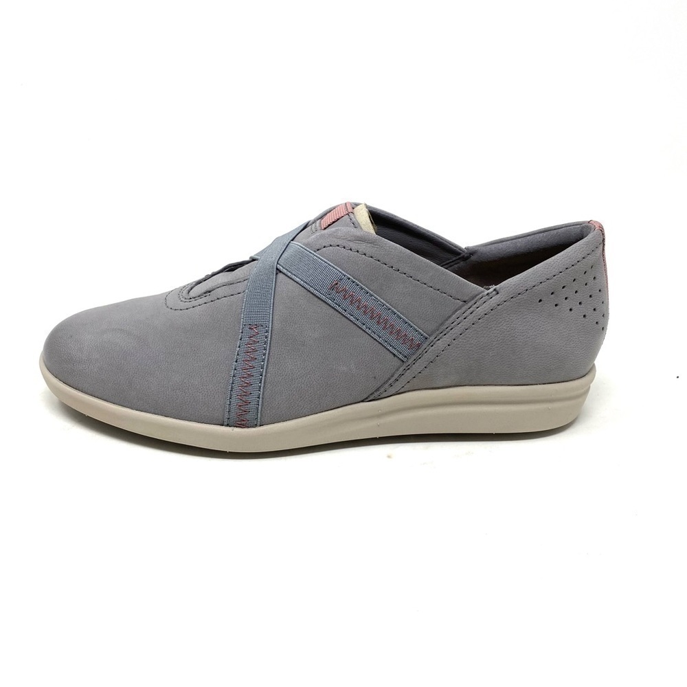 CLARKS - WOMENS TAMZEN STEP SHOES Grey Nubuck Slip On Shoes